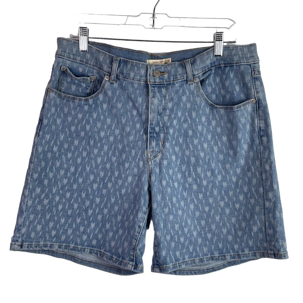 Levi's Jean Denim Shorts Ikat Print Classic Size 31 7" Inseam Stretch
